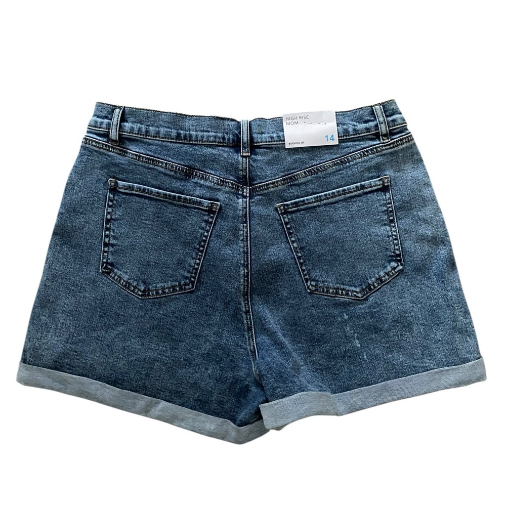 NWT Warehouse One Denim High Rise Mom Shorts 14